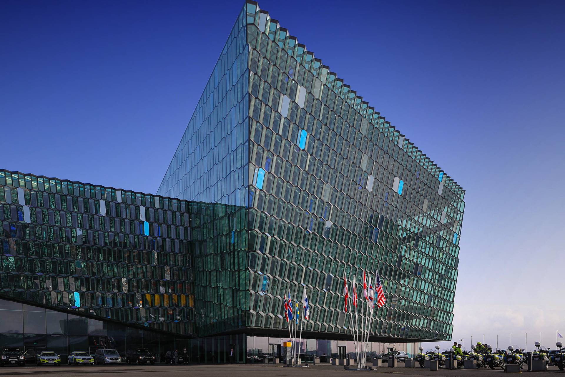 Harpa Concert Hall and Conference Centre in Reykjavik where the 12th Arctic Council Ministerial Meeting took place in May 2021 - mynd