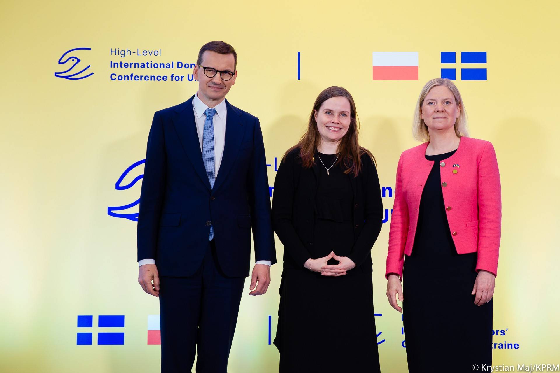 Prime Minister Katrín Jakobsdóttir with Mateusz Morawiecki, Prime Minister of Poland and Magdalena Andersson, Prime Minister of Sweden - mynd