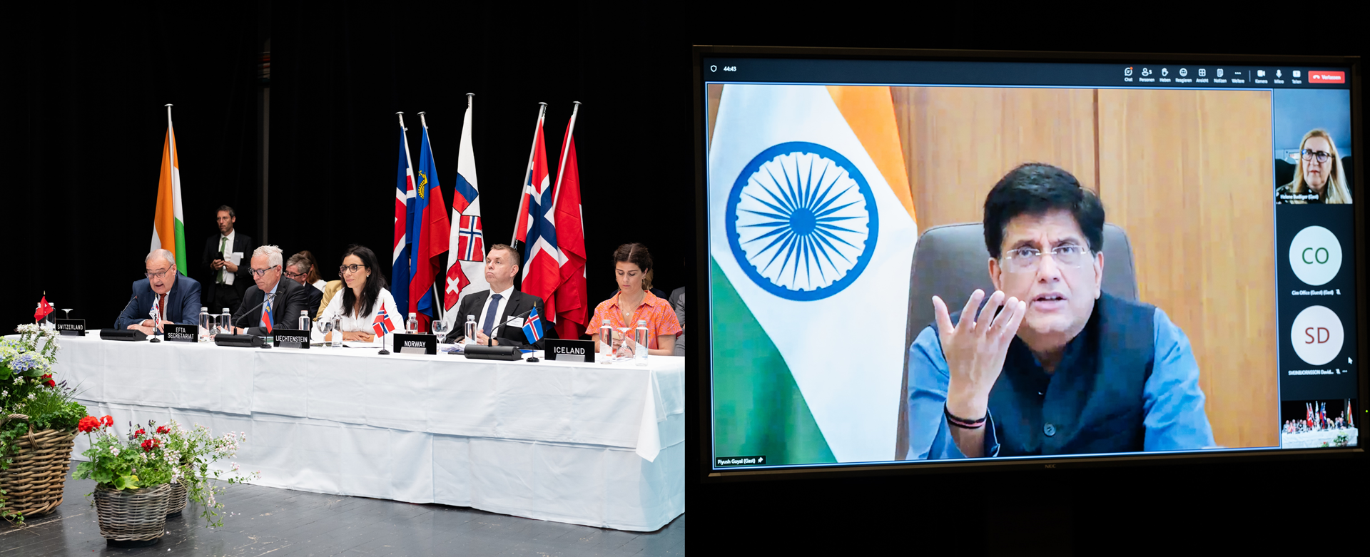 EFTA-India on-line Ministerial Meeting in Liechtenstein. - mynd