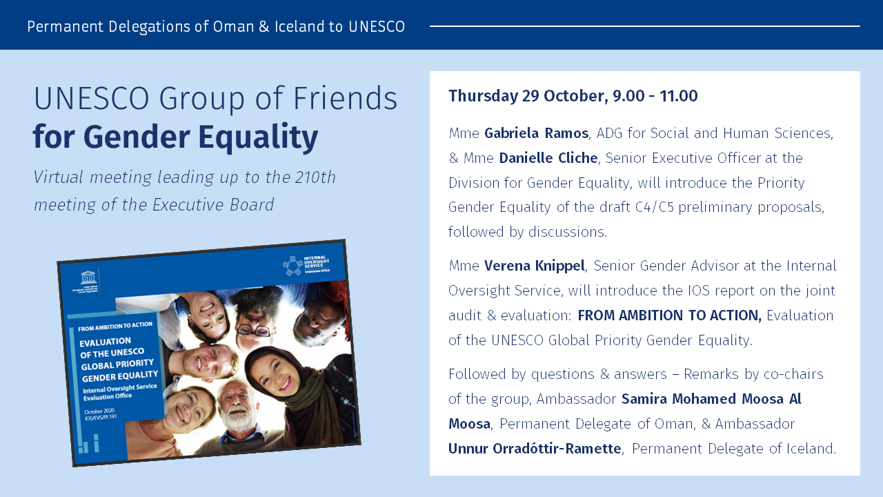 UNESCO field offices in action for gender equality: evaluation of the Global  Priority Gender Equality